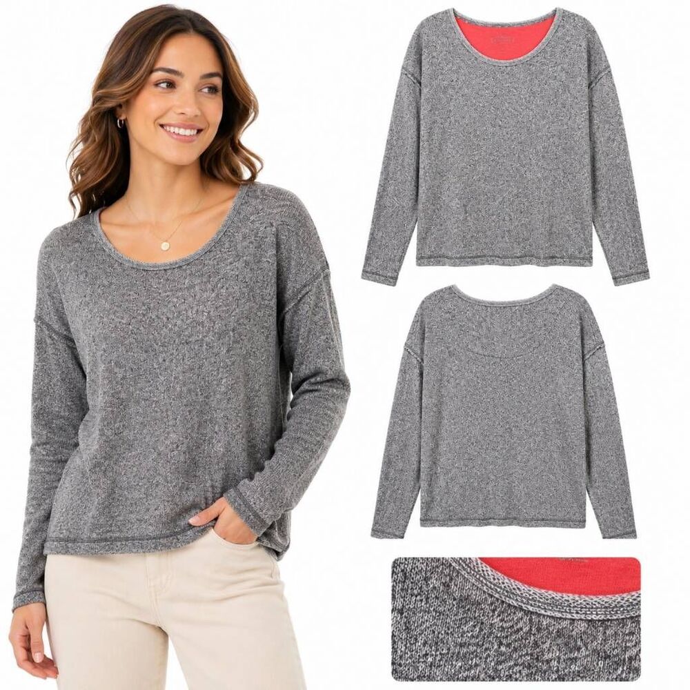 Maurices Women’s Long Sleeve Knit Top Gray Marled Texture Size Small Casual Pull